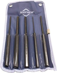 Mayhew - 5 Piece, 1/8 to 3/8", Pin Punch Set - Round Shank, Comes in Vinyl Pouch - Exact Tool & Supply
