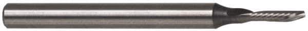 Accupro - 1/16" Cutting Diam x 1/4" Length of Cut, 1 Flute, Downcut Spiral Router Bit - Uncoated, Right Hand Cut, Solid Carbide, 1-1/2" OAL x 1/8" Shank Diam, Single Edge, 21° Helix Angle - Exact Tool & Supply