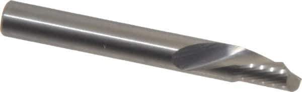 Onsrud - 1/4" Cutting Diam x 3/8" Length of Cut, 1 Flute, Downcut Spiral Router Bit - Uncoated, Right Hand Cut, Solid Carbide, 2" OAL x 1/4" Shank Diam, Single Edge, 22° Helix Angle - Exact Tool & Supply
