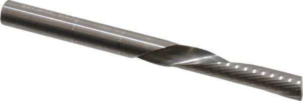 Onsrud - 1/4" Cutting Diam x 1-1/4" Length of Cut, 1 Flute, Downcut Spiral Router Bit - Uncoated, Right Hand Cut, Solid Carbide, 3" OAL x 1/4" Shank Diam, Single Edge, 22° Helix Angle - Exact Tool & Supply