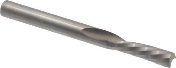 Onsrud - 3/16" Cutting Diam x 5/8" Length of Cut, 1 Flute, Downcut Spiral Router Bit - Uncoated, Right Hand Cut, Solid Carbide, 2" OAL x 3/16" Shank Diam, Single Edge, 21° Helix Angle - Exact Tool & Supply