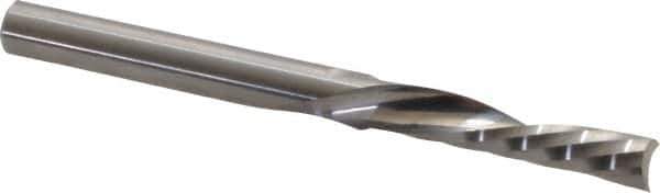 Onsrud - 1/4" Cutting Diam x 1-1/4" Length of Cut, 1 Flute, Downcut Spiral Router Bit - Uncoated, Right Hand Cut, Solid Carbide, 3" OAL x 1/4" Shank Diam, Single Edge, 21° Helix Angle - Exact Tool & Supply