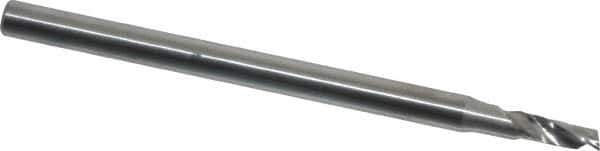 Onsrud - 3/32" Cutting Diam x 1/4" Length of Cut, 1 Flute, Upcut Spiral Router Bit - Uncoated, Right Hand Cut, Solid Carbide, 2" OAL x 1/8" Shank Diam, Single Edge, 22° Helix Angle - Exact Tool & Supply