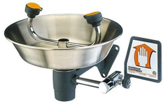 PRO-SAFE - Wall Mount, Stainless Steel Bowl, Eyewash Station - 1/2" Inlet - Exact Tool & Supply