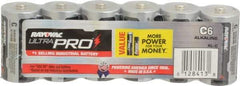 Rayovac - Size C, Alkaline, 6 Pack, Standard Battery - 1.5 Volts, Button Tab Terminal - Exact Tool & Supply