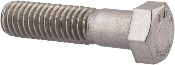 Value Collection - 7/16-14 UNC, 1-3/4" Length Under Head Hex Head Cap Screw - Partially Threaded, Grade 18-8 Stainless Steel, Uncoated, 5/8" Hex - Exact Tool & Supply