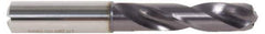 DORMER - #25 140° Spiral Flute Solid Carbide Screw Machine Drill Bit - TiAlN Finish, Right Hand Cut, 24mm Flute Length, 66mm OAL, Four Facet Split Point, Straight Shank, Through Coolant - Exact Tool & Supply