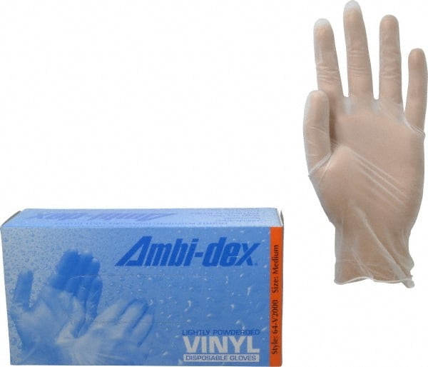 PRO-SAFE - Size M, 4-1/2 mil, Industrial Grade, Powdered Vinyl Disposable Gloves - Exact Tool & Supply