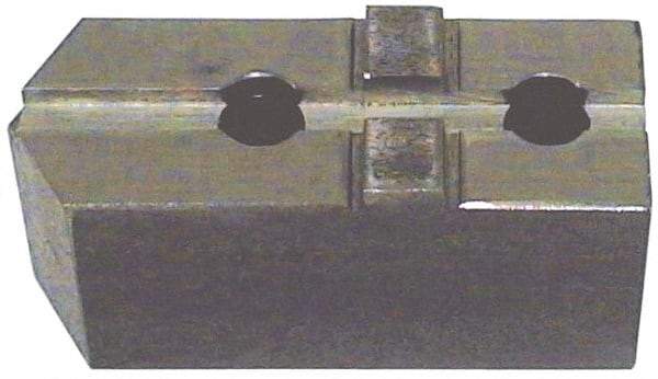 H & R Manufacturing - Tongue & Groove Attachment, Square Soft Lathe Chuck Jaw - Steel, 2.12" Btw Mount Hole Ctrs, 4-13/16" Long x 1-3/4" Wide x 3-7/8" High, 1/2" Groove - Exact Tool & Supply