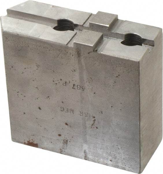 H & R Manufacturing - Tongue & Groove Attachment, Square Soft Lathe Chuck Jaw - Steel, 1-3/4" Btw Mount Hole Ctrs, 3-15/16" Long x 1-1/2" Wide x 3-3/8" High, 5/16" Groove - Exact Tool & Supply