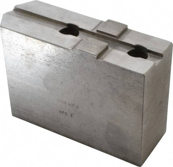 H & R Manufacturing - Tongue & Groove Attachment, Square Soft Lathe Chuck Jaw - Steel, 2-1/2" Btw Mount Hole Ctrs, 5-3/4" Long x 2" Wide x 3-7/8" High, 1/2" Groove - Exact Tool & Supply