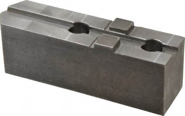 H & R Manufacturing - Tongue & Groove Attachment, Square Soft Lathe Chuck Jaw - Steel, 3" Btw Mount Hole Ctrs, 7-1/4" Long x 2" Wide x 2-5/16" High, 1/2" Groove - Exact Tool & Supply