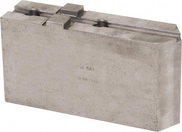 H & R Manufacturing - Tongue & Groove Attachment, Square Soft Lathe Chuck Jaw - Steel, 3" Btw Mount Hole Ctrs, 7-1/4" Long x 2" Wide x 3-13/16" High, 1/2" Groove - Exact Tool & Supply