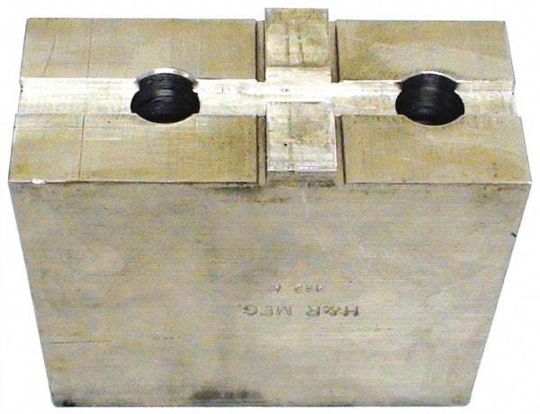 H & R Manufacturing - Tongue & Groove Attachment, Square Soft Lathe Chuck Jaw - Aluminum, 3" Btw Mount Hole Ctrs, 5-5/8" Long x 2" Wide x 3-13/16" High, 1/2" Groove - Exact Tool & Supply