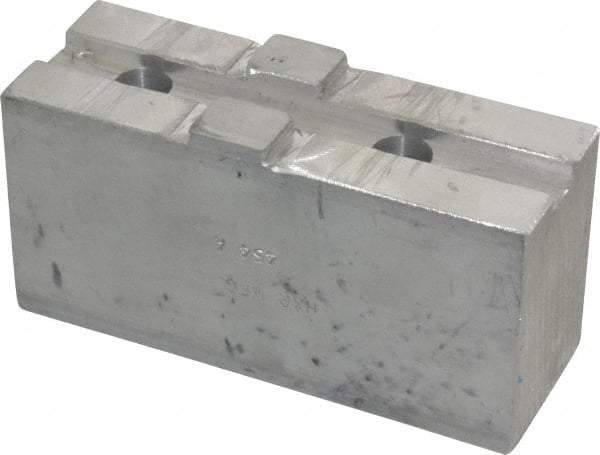 H & R Manufacturing - Tongue & Groove Attachment, Square Soft Lathe Chuck Jaw - Aluminum, 2-1/2" Btw Mount Hole Ctrs, 4-7/8" Long x 1-3/4" Wide x 2-3/8" High, 1/2" Groove - Exact Tool & Supply