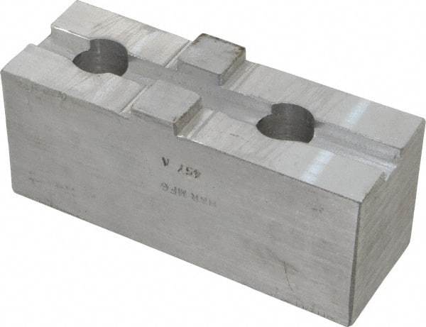 H & R Manufacturing - Tongue & Groove Attachment, Square Soft Lathe Chuck Jaw - Aluminum, 3" Btw Mount Hole Ctrs, 5-5/8" Long x 2" Wide x 2-5/16" High, 1/2" Groove - Exact Tool & Supply