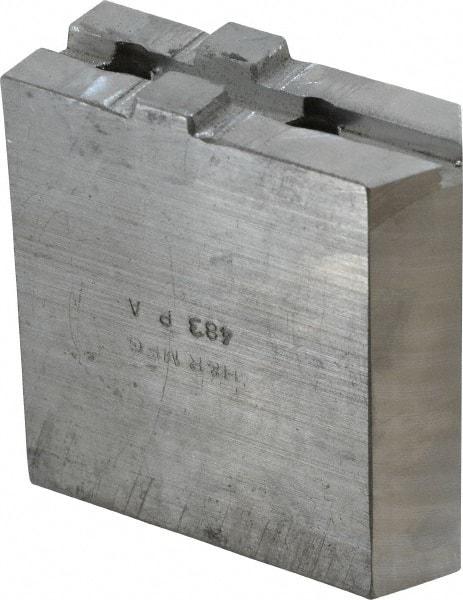 H & R Manufacturing - Tongue & Groove Attachment, Square Soft Lathe Chuck Jaw - Aluminum, 1-1/2" Btw Mount Hole Ctrs, 3-3/16" Long x 1-1/4" Wide x 3-3/8" High, 5/16" Groove - Exact Tool & Supply