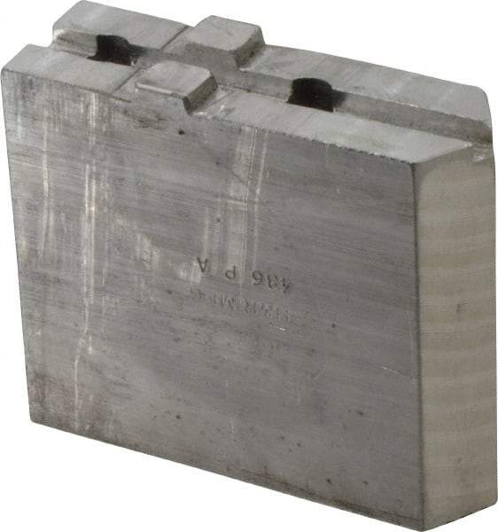 H & R Manufacturing - Tongue & Groove Attachment, Square Soft Lathe Chuck Jaw - Aluminum, 1-3/4" Btw Mount Hole Ctrs, 3-15/16" Long x 1-1/4" Wide x 3-3/8" High, 5/16" Groove - Exact Tool & Supply