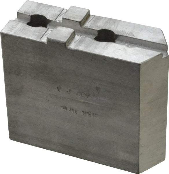 H & R Manufacturing - Tongue & Groove Attachment, Square Soft Lathe Chuck Jaw - Aluminum, 1-3/4" Btw Mount Hole Ctrs, 3-15/16" Long x 1-1/2" Wide x 3-3/8" High, 5/16" Groove - Exact Tool & Supply