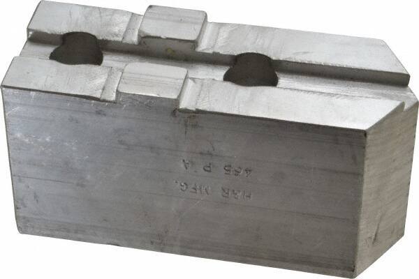 H & R Manufacturing - Tongue & Groove Attachment, Square Soft Lathe Chuck Jaw - Aluminum, 2.12" Btw Mount Hole Ctrs, 4-13/16" Long x 1-3/4" Wide x 2-3/8" High, 1/2" Groove - Exact Tool & Supply