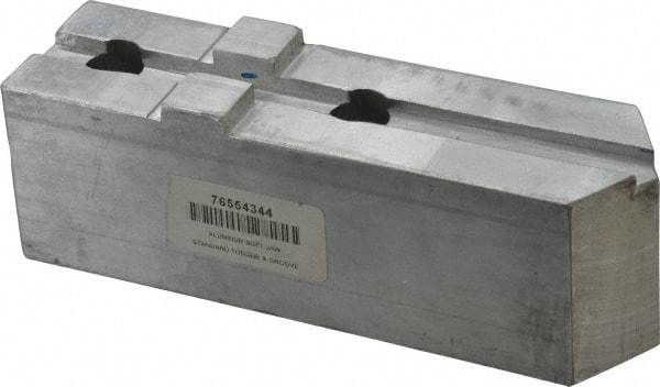 H & R Manufacturing - Tongue & Groove Attachment, Square Soft Lathe Chuck Jaw - Aluminum, 3" Btw Mount Hole Ctrs, 7-1/4" Long x 2" Wide x 2-5/16" High, 1/2" Groove - Exact Tool & Supply