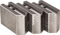 H & R Manufacturing - 1.5mm x 60° Serrated Attachment, Square Soft Lathe Chuck Jaw - 3 Jaws, Steel, 0.787" Btw Mount Hole Ctrs, 3-1/8" Long x 1-1/4" Wide x 2" High, 0.472" Groove, 10mm Fastener - Exact Tool & Supply