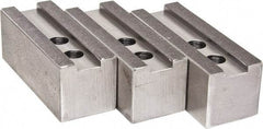 H & R Manufacturing - 1.5mm x 60° Serrated Attachment, Square Soft Lathe Chuck Jaw - 3 Jaws, Steel, 1.181" Btw Mount Hole Ctrs, 5-1/4" Long x 2" Wide x 2" High, 0.827" Groove, 16mm Fastener - Exact Tool & Supply
