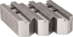H & R Manufacturing - 1.5mm x 60° Serrated Attachment, Square Soft Lathe Chuck Jaw - 3 Jaws, Steel, 1" Btw Mount Hole Ctrs, 4-1/4" Long x 1-1/2" Wide x 1-1/2" High, 0.551" Groove, 12mm Fastener - Exact Tool & Supply
