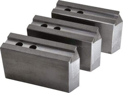H & R Manufacturing - 1.5mm x 60° Serrated Attachment, Square Soft Lathe Chuck Jaw - 3 Jaws, Steel, 1.181" Btw Mount Hole Ctrs, 6-1/4" Long x 2" Wide x 3-1/2" High, 0.71" Groove, 14mm Fastener - Exact Tool & Supply