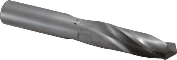Made in USA - 16mm 118° Spiral Flute Carbide-Tipped Screw Machine Drill Bit - Bright Finish, Right Hand Cut, 2-7/8" Flute Length, 4-31/64" OAL, Standard Point, Straight Shank - Exact Tool & Supply