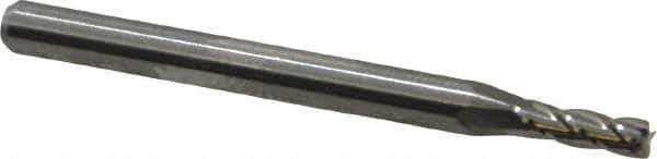 M.A. Ford - 0.09", 0.27" LOC, 1/8" Shank Diam, 1-1/2" OAL, 4 Flute, Solid Carbide Square End Mill - Single End, Uncoated, Spiral Flute, 30° Helix, Centercutting, Right Hand Cut, Right Hand Flute, Series 111 - Exact Tool & Supply