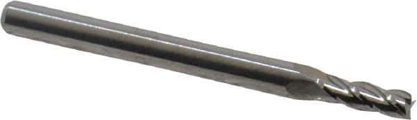 M.A. Ford - 0.1", 0.3" LOC, 1/8" Shank Diam, 1-1/2" OAL, 4 Flute, Solid Carbide Square End Mill - Single End, Uncoated, Spiral Flute, 30° Helix, Centercutting, Right Hand Cut, Right Hand Flute, Series 111 - Exact Tool & Supply