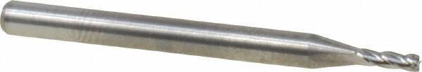 M.A. Ford - 1/16", 3/16" LOC, 1/8" Shank Diam, 1-1/2" OAL, 4 Flute, Solid Carbide Square End Mill - Single End, Uncoated, Spiral Flute, 30° Helix, Centercutting, Right Hand Cut, Right Hand Flute, Series 117 - Exact Tool & Supply
