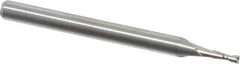 M.A. Ford - 0.05", 0.15" LOC, 1/8" Shank Diam, 1-1/2" OAL, 2 Flute, Solid Carbide Square End Mill - Single End, Uncoated, Spiral Flute, 30° Helix, Centercutting, Right Hand Cut, Right Hand Flute, Series 121 - Exact Tool & Supply