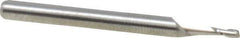 M.A. Ford - 0.055", 0.165" LOC, 1/8" Shank Diam, 1-1/2" OAL, 2 Flute, Solid Carbide Square End Mill - Single End, Uncoated, Spiral Flute, 30° Helix, Centercutting, Right Hand Cut, Right Hand Flute, Series 121 - Exact Tool & Supply