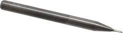 M.A. Ford - 0.022", 0.044" LOC, 1/8" Shank Diam, 1-1/2" OAL, 2 Flute, Solid Carbide Square End Mill - Single End, Uncoated, Spiral Flute, 30° Helix, Centercutting, Right Hand Cut, Right Hand Flute, Series 164 - Exact Tool & Supply