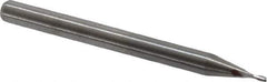 M.A. Ford - 0.03", 0.06" LOC, 1/8" Shank Diam, 1-1/2" OAL, 2 Flute, Solid Carbide Square End Mill - Single End, Uncoated, Spiral Flute, 30° Helix, Centercutting, Right Hand Cut, Right Hand Flute, Series 164 - Exact Tool & Supply