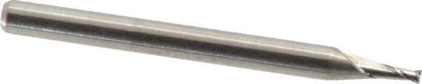 M.A. Ford - 0.055", 0.11" LOC, 1/8" Shank Diam, 1-1/2" OAL, 2 Flute, Solid Carbide Square End Mill - Single End, Uncoated, Spiral Flute, 30° Helix, Centercutting, Right Hand Cut, Right Hand Flute, Series 164 - Exact Tool & Supply