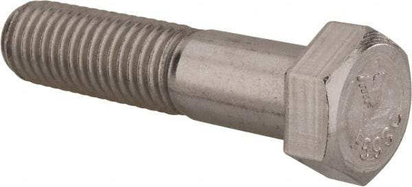 Value Collection - 9/16-18 UNF, 2-1/2" Length Under Head Hex Head Cap Screw - Partially Threaded, Grade 18-8 Stainless Steel, Uncoated, 13/16" Hex - Exact Tool & Supply