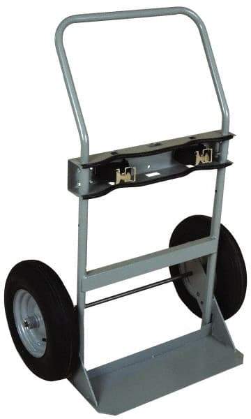 Made in USA - 760 Lb Capacity 47" OAH Cylinder Hand Truck - Swept Back Handle, Steel, Full Pneumatic Wheels - Exact Tool & Supply