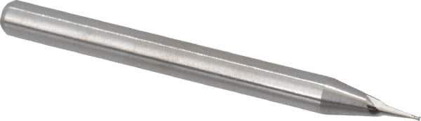 M.A. Ford - 1/64", 0.023" LOC, 1/8" Shank Diam, 1-1/2" OAL, 2 Flute, Solid Carbide Square End Mill - Single End, Uncoated, Spiral Flute, 30° Helix, Centercutting, Right Hand Cut, Right Hand Flute, Series 164 - Exact Tool & Supply