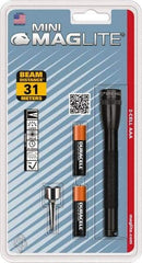 Mag-Lite - Krypton Bulb, 9 Lumens, Mini Flashlight - Black Aluminum Body, 2 AAA Alkaline Batteries Included - Exact Tool & Supply