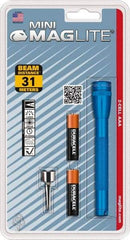 Mag-Lite - Krypton Bulb, 9 Lumens, Mini Flashlight - Blue Aluminum Body, 2 AAA Alkaline Batteries Included - Exact Tool & Supply
