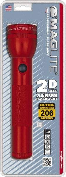 Mag-Lite - Krypton Bulb, 27 Lumens, Industrial/Tactical Flashlight - Red Aluminum Body, 2 D Batteries Not Included - Exact Tool & Supply