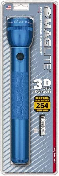 Mag-Lite - Krypton Bulb, 45 Lumens, Industrial/Tactical Flashlight - Blue Aluminum Body, 3 D Batteries Not Included - Exact Tool & Supply