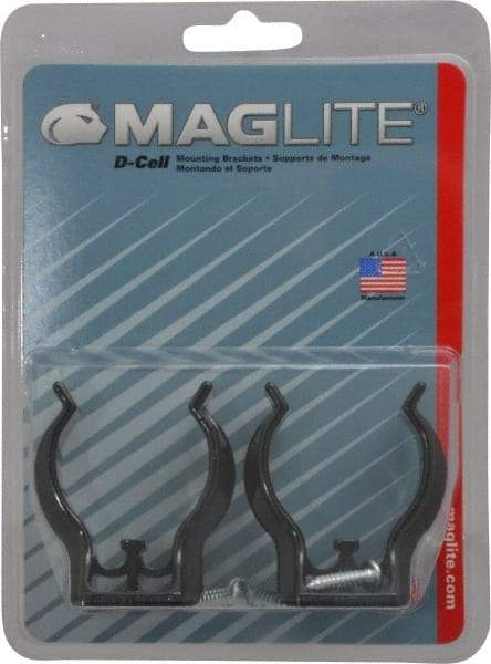 Mag-Lite - Plastic Mounting Bracket - Black, Compatible with Maglite D Batteries - Exact Tool & Supply