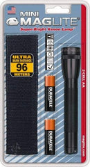 Mag-Lite - Krypton Bulb, 14 Lumens, Industrial/Tactical Flashlight - Black Aluminum Body, 2 AA Alkaline Batteries Included - Exact Tool & Supply