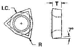 Everede Tool - WCGT015 Grade CS2 Carbide Boring Insert - Uncoated, 80° Trigon, 7° Relief Angle, 5/32" Inscr Circle, 1/16" Thick, 1/64" Corner Radius - Exact Tool & Supply