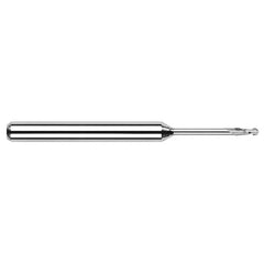 ‎0.08″ Dia. × 1/8″ Shank × 0.24″ DOC × 1-1/2″ OAL, Carbide Uncoated, Standard , 2 Flute, Ballnose End Mill - Exact Tool & Supply