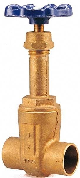 NIBCO - Class 125, Soldered Bronze Solid Wedge Rising Stem Gate Valve - 200 WOG, 125 WSP, Screw-In Bonnet - Exact Tool & Supply
